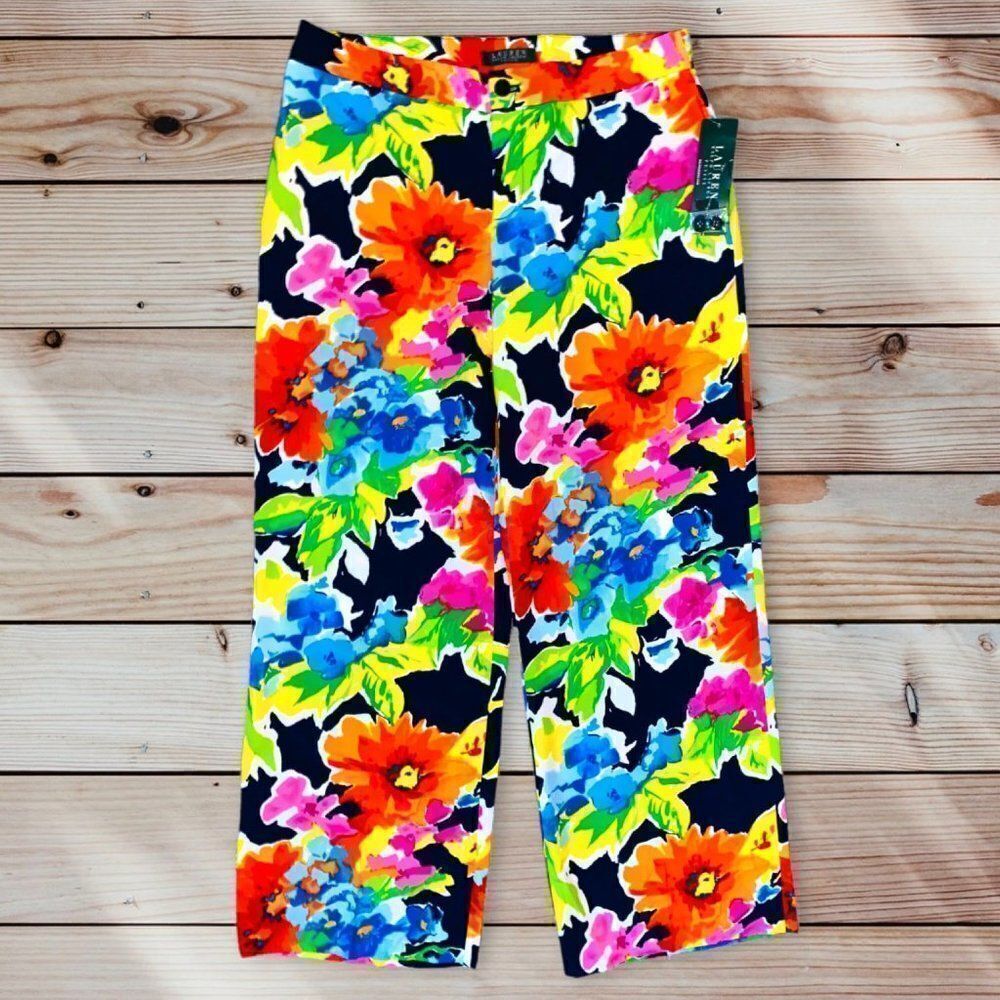 WB2 Ralph Lauren polo womens pants new nwt 10 petite floral flowy print